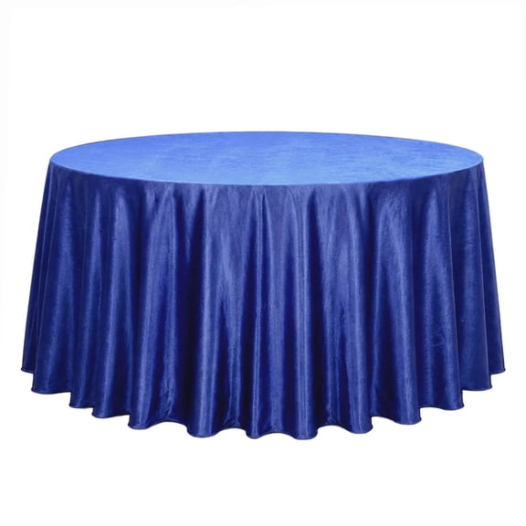 Balsa Circle 132" Royal Blue Round Premium Velvet Tablecloth Event Catering Linens Banquet