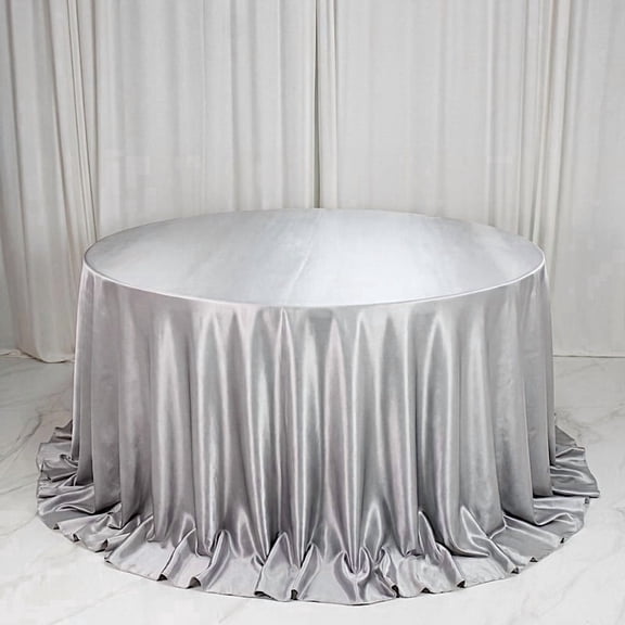 Balsa Circle 132" Silver Round Premium Velvet Tablecloth Event Catering Linens Banquet