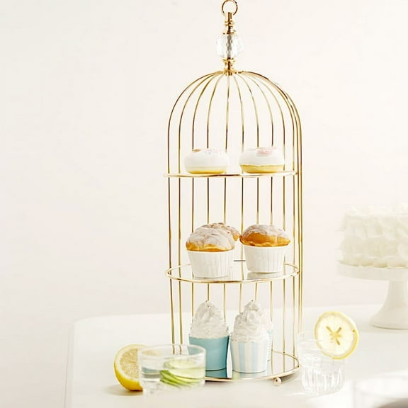 Balsa Circle 22" x 22" Metal,Glass 3-Tier Birthday Cake Stand, Gold