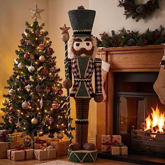 Balsa Circle 45 in Green Nutcracker Soldier Figurine with Houndstooth Jacket, Star Staff and Gold TrimParty Events