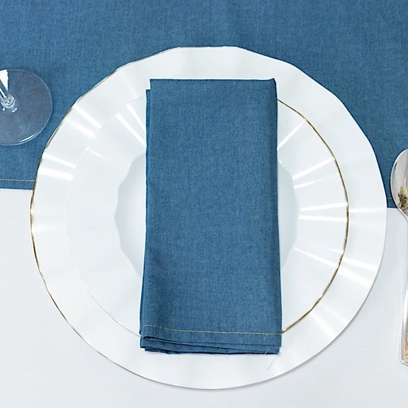 Balsa Circle 5 Pieces 17" Polyester Fabric Napkins Denim Blue
