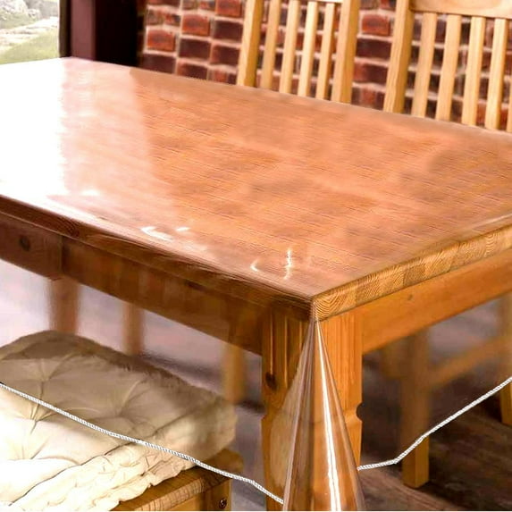 Balsa Circle 54x72" Clear Plastic Vinyl Tablecloth WatERProof Wipeable Protector Cover for Tables Indoor Outdoor Party Decorations