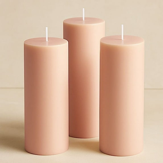 Balsa Circle 6 Blush 3x9 in Dripless Round Unscented Pillar Candles Party Wedding Reception Centerpieces Event Home Decorations Supplies