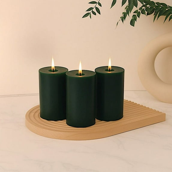 Balsa Circle 6 Hunter Green 3x6 in Dripless Round Unscented Pillar Candles Party Wedding Reception Centerpieces Event Home Decorations Supplies