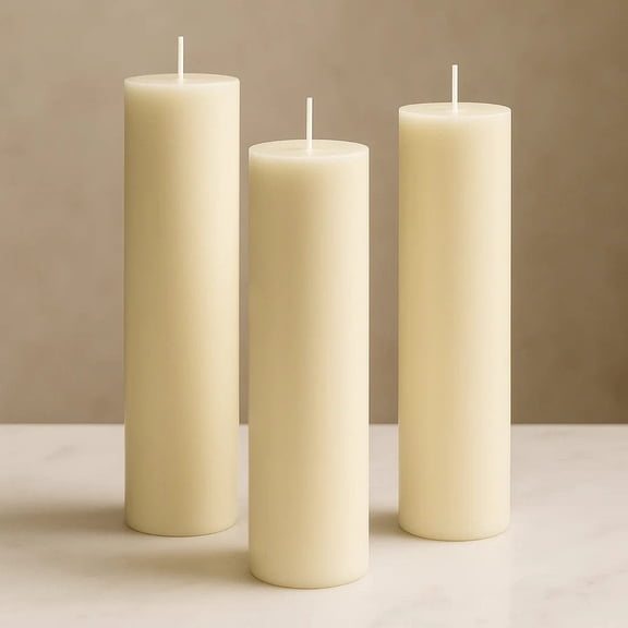 Balsa Circle 6 Ivory 3x12 in Dripless Round Unscented Pillar Candles Party Centerpieces