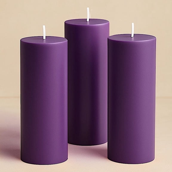 Balsa Circle 6 Purple 3x9 in Dripless Round Unscented Pillar Candles Party Wedding Reception Centerpieces Event Home Decorations Supplies
