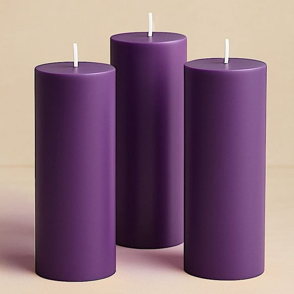 Balsa Circle 6 Purple 3x9 in dripless round unscented pillar candles for party and wedding decor