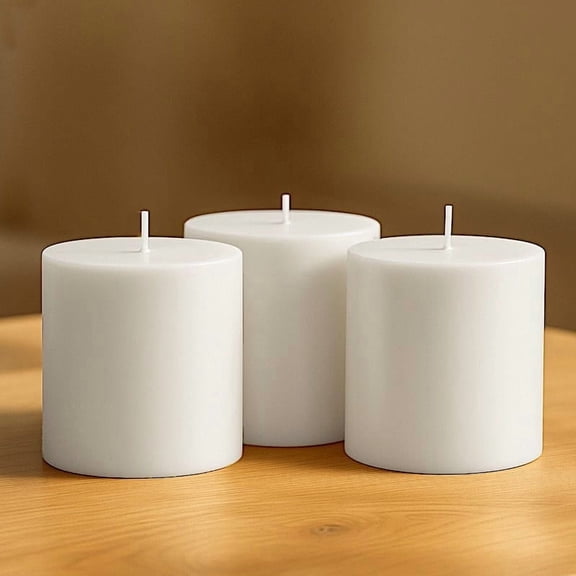 Balsa Circle 6 White 3x3 in Dripless Round Unscented Wax Pillar Candles Party Wedding Reception Centerpieces Event Home Decorations Supplies