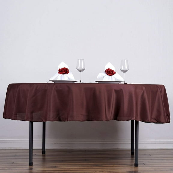 Balsa Circle 70" Round Polyester Tablecloths for Wedding - Chocolate Brown
