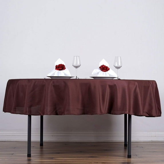 Balsa Circle 70" Round Polyester Tablecloths for Wedding - Chocolate Brown