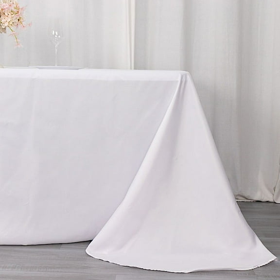 Balsa Circle 90" x 132" Polyester Rectangular Tablecloth Rounded Corners - White