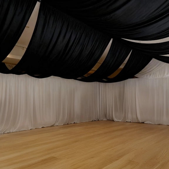 Balsa Circle Black 5x32 Feet 4-Way Stretch Spandex Ceiling Drape Panel Backdrop Curtain Wedding Events Birthday Party Fabric Décor Venues Reception Decorations Supplies
