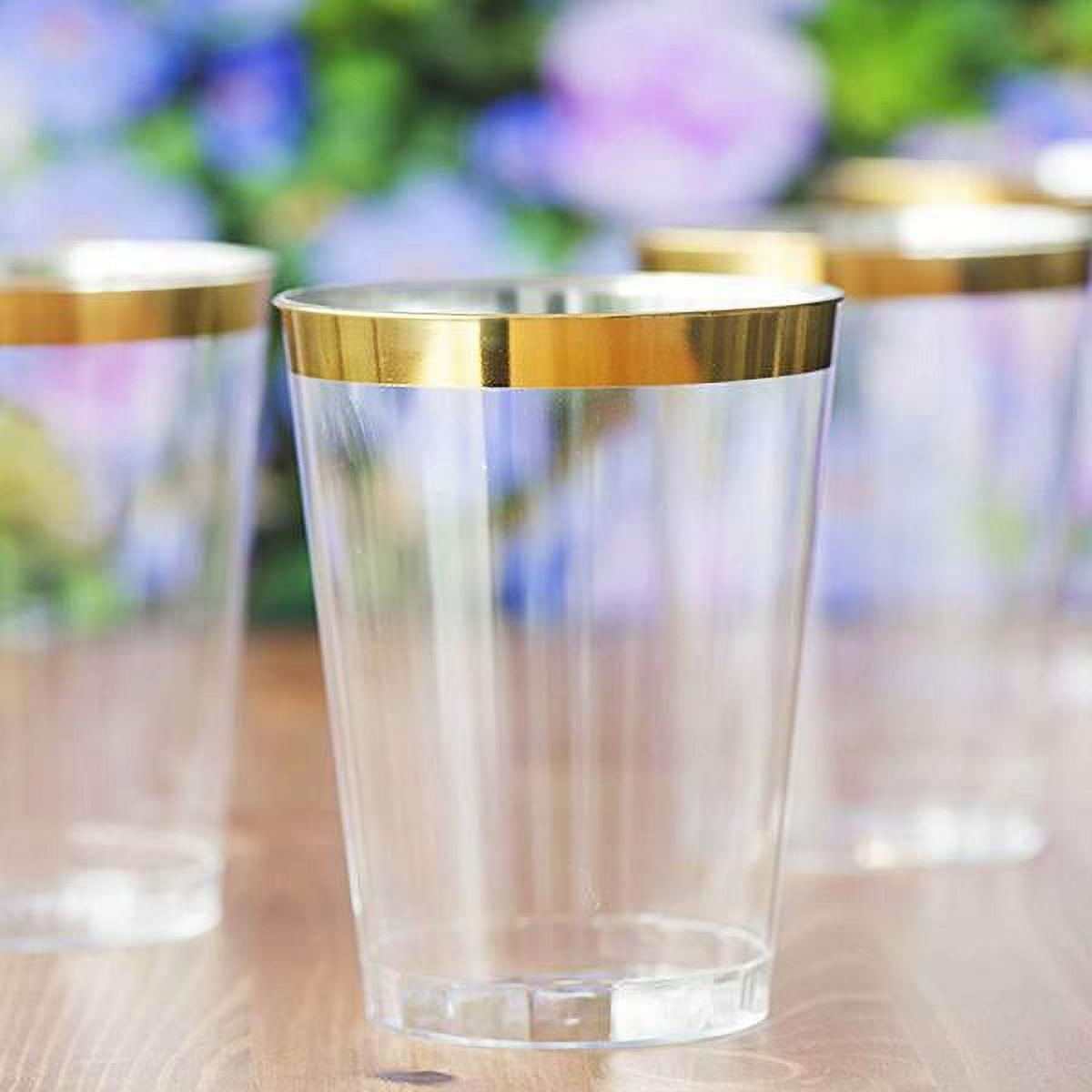 Plastic Tumbler - Clear Gold Round Cups
