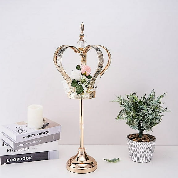Balsa Circle Gold Metal Crown Candle Holder Set of 1 for Party Table Decorations