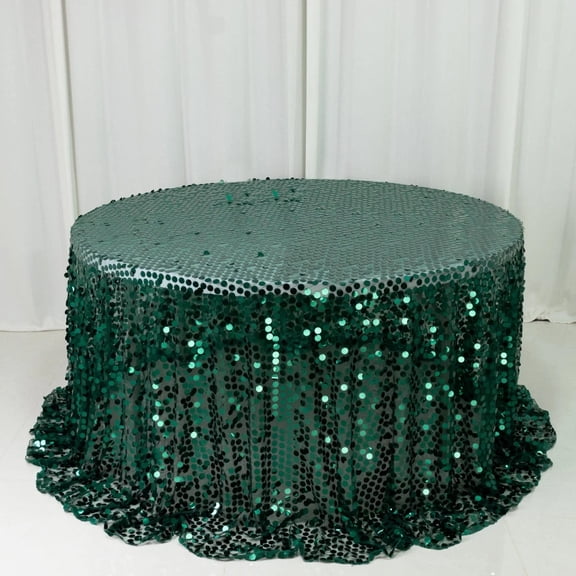 Balsa Circle Hunter Green 132 in Big Payette Sequin Round Tablecloth Dinner Party Table Cover Wedding Reception Event Decorations Restaurant Catering Dining Linens Supplies