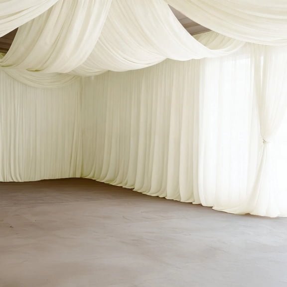 Balsa Circle Ivory 5x32 Feet 4-Way Stretch Spandex Ceiling Drape Panel Backdrop Curtain Wedding Events Birthday Party Fabric Décor Venues Reception Decorations Supplies
