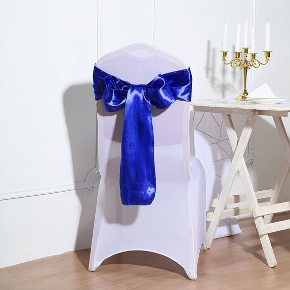Balsa Circle Royal Blue Satin Solid Print Wedding Bows Ties Chair Sashes, (50 Count)