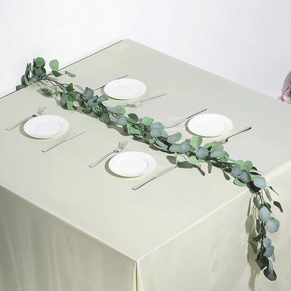 Balsa Circle Solid Print Unlit Artificial Eucalyptus Leaves Vine Garland, 78" (Frosted Green)