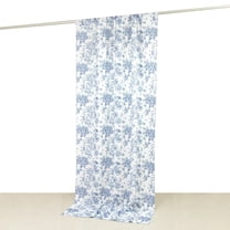 Balsa Circle White Blue 5x12 feet Polyester Drapery Backdrop Curtain with French Toile Floral Pattern and Rod Pockets Party Wedding Reception Events Decorations Supplies