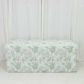 Balsa Circle White Dusty Sage 6 feet Fitted Polyester Rectangle Tablecloth with French Toile Floral Pattern Party Table Linens Wedding Reception Dinner Catering Event Decorations Supplies