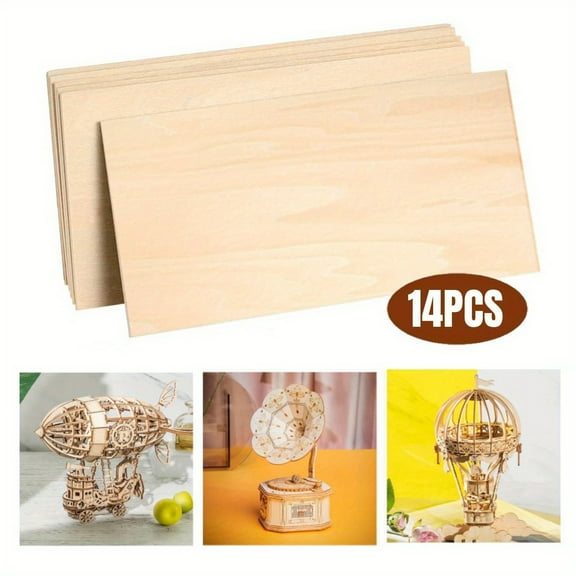 Balsa Wood Plates 14 Pack, 2x100x200 mm Wooden Panels for Crafts, Plywood Sheets for DIY Carving, Painting and Modeling Projects