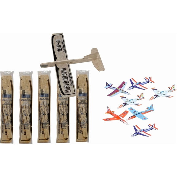 Balsa Wood and Styrofoam Airplane Toys Set | 6 Balsa Glider Kits and 6 Foam Model Airplane Kits