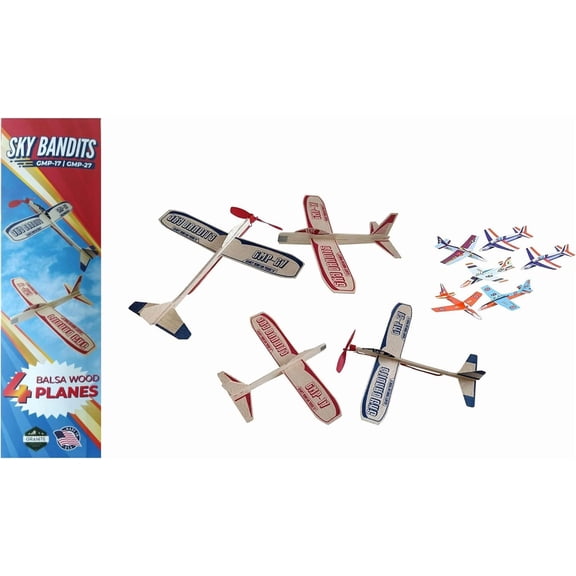 Granite Mountain Balsa Wood and Foam Airplane Kits, Easy to Assemble, 10 Piece Set, Rubberband Powered Propeller and Glider Planes
