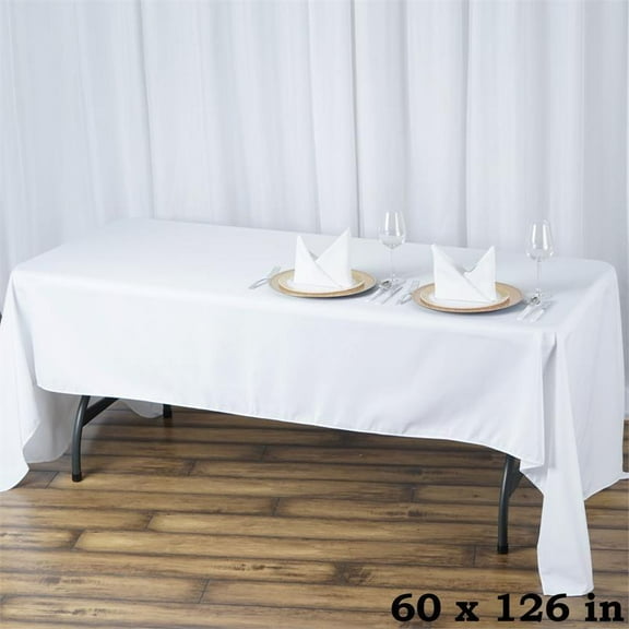 BalsaCircle 1 60" x 126" Premium Polyester Rectangular Tablecloth Table Linens White
