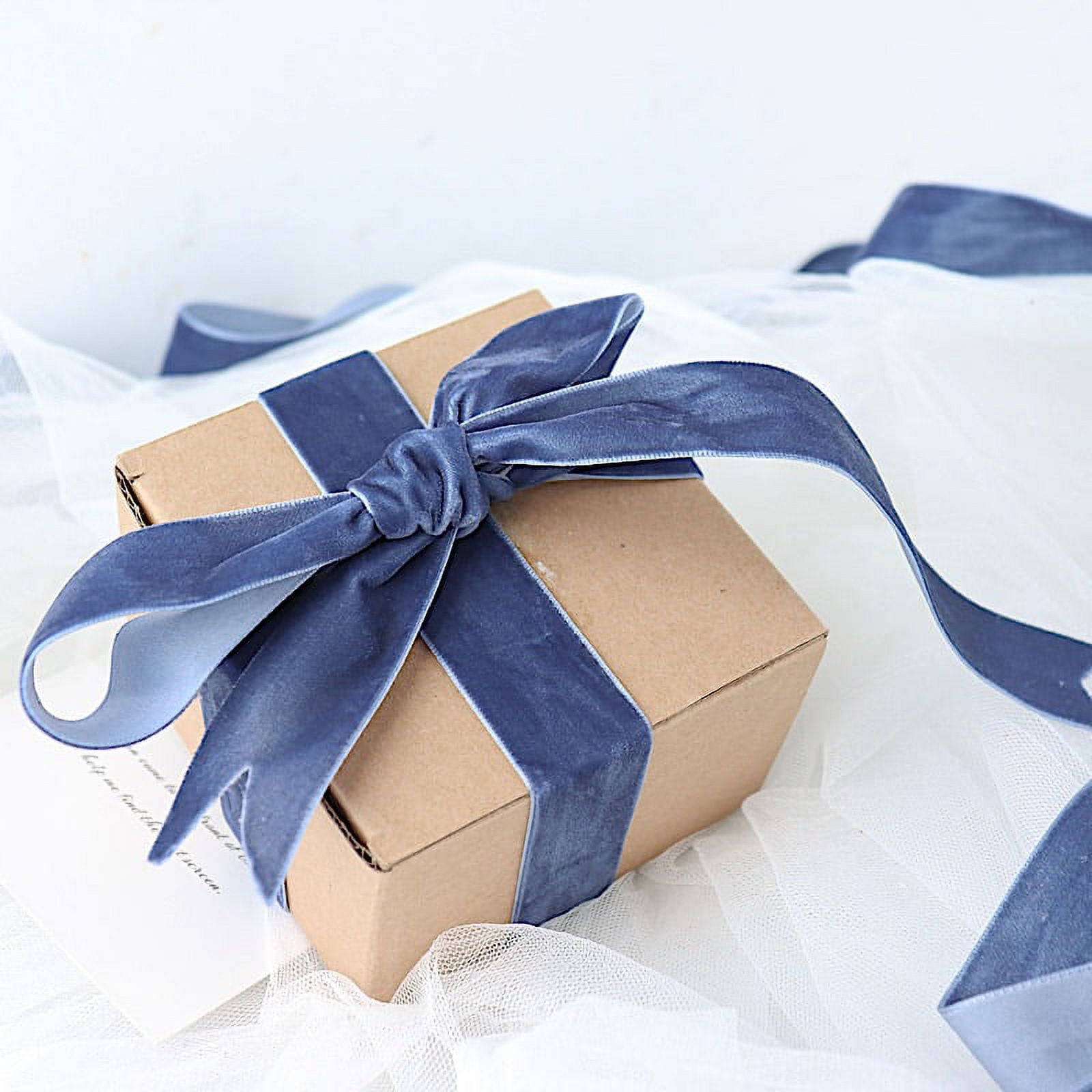 BalsaCircle Navy Blue Velvet Nylon Ribbon Roll - 1