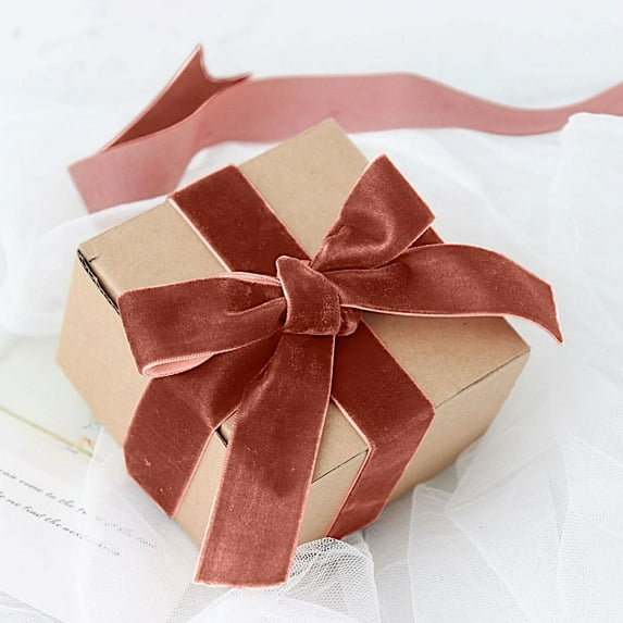 BalsaCircle 1" x 10 yards Terracotta Velvet Nylon Ribbon Roll Wedding Party Events Reception Home Decorations Supplies