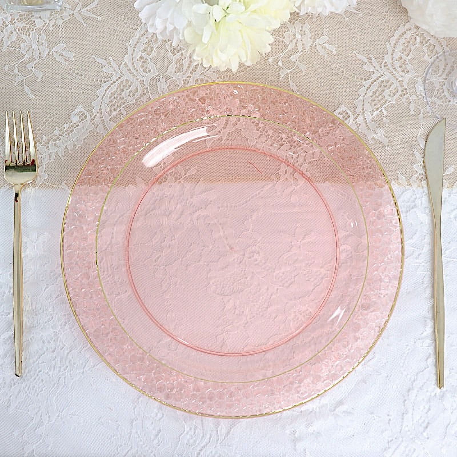 BalsaCircle 10 Blush 10" Round Plastic Salad Plates Gold Hammered Trim Party Tableware - Walmart.com