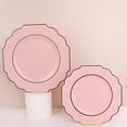 thumbnail image 1 of Balsa Circle 10 Blush Disposable Baroque Plastic 11" Dinner Plates Gold Rim Party Decorations, 1 of 8