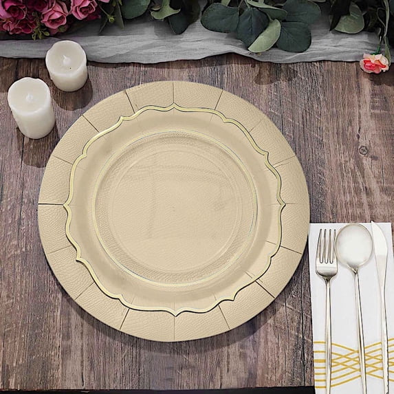 BalsaCircle 10 Champagne 13" Round Disposable Paper Charger Plates Wedding