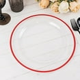 thumbnail image 1 of Balsa Circle 10 Clear 10" Disposable Round Plastic Dinner Plates Red Rim Party Tableware, 1 of 8