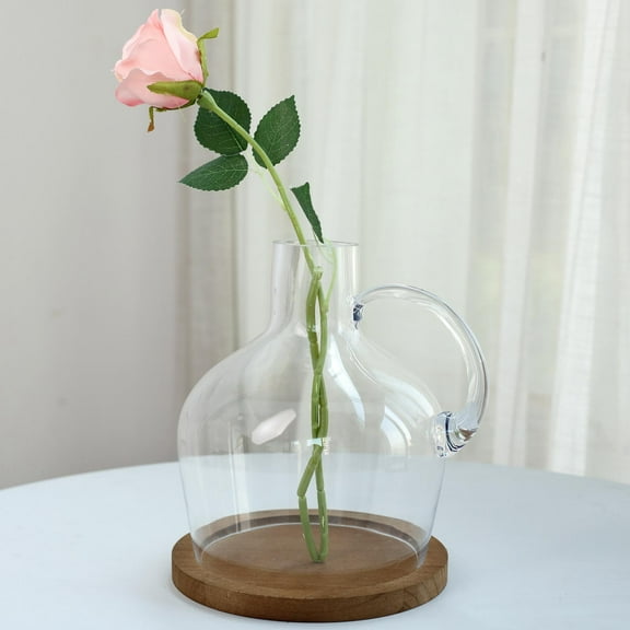 BalsaCircle 10" Clear Jug Wooden Base Glass Vase Wedding Reception Party Centerpieces