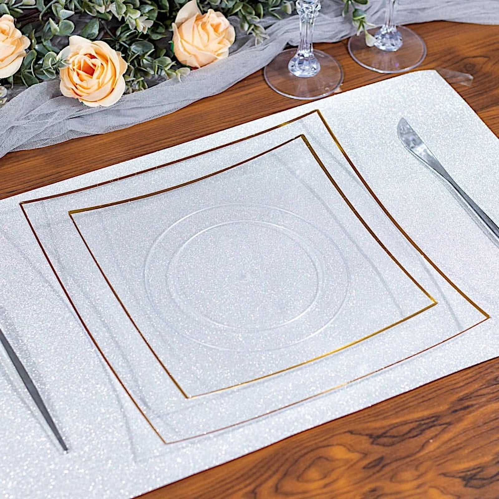 BalsaCircle 10 Concave Clear 8" Square Disposable Salad Dinner Plastic ...
