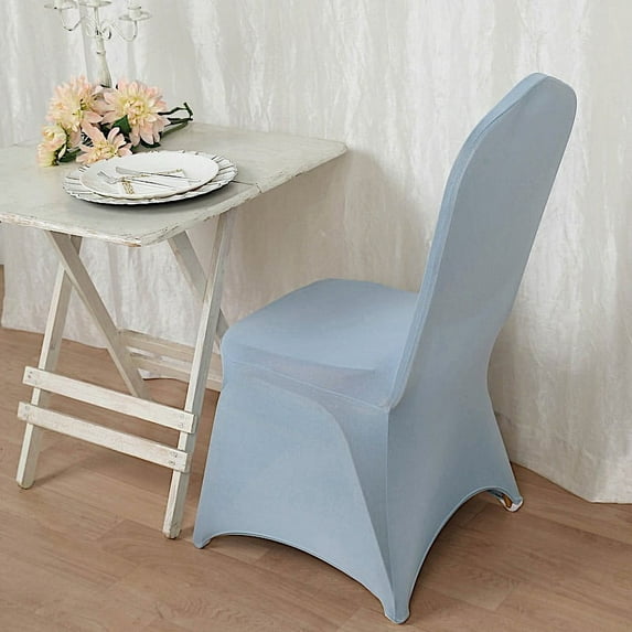 BalsaCircle 10 Dusty Blue Spandex Stretchable Banquet Solid Chair Covers Slipcovers