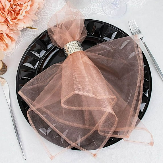 Balsa Circle 10 Dusty Rose Decorative 23" x 23" Sheer Organza Dinner Table Napkins Party Decorations