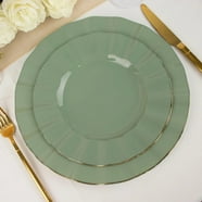 Efavormart 10 Pack | 10" Dusty Rose Plastic Dinner Plates Disposable Tableware Round With Gold ...
