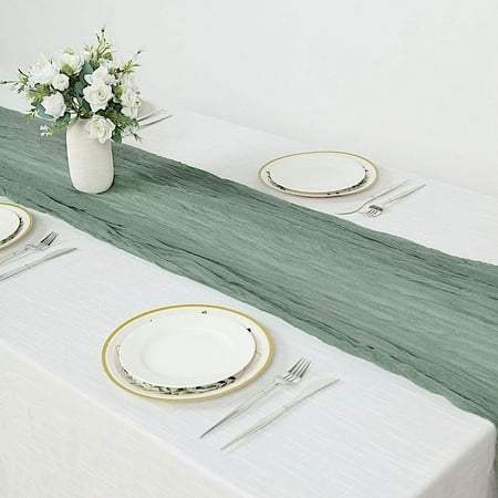 BalsaCircle 10 Feet Olive Green Cotton Cheesecloth Gauze Extra Table Runner Home Decorations
