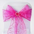thumbnail image 1 of BalsaCircle 10 Fuchsia Fancy Embroidered Sheer Organza Chair Sashes Bows Ties, 1 of 4