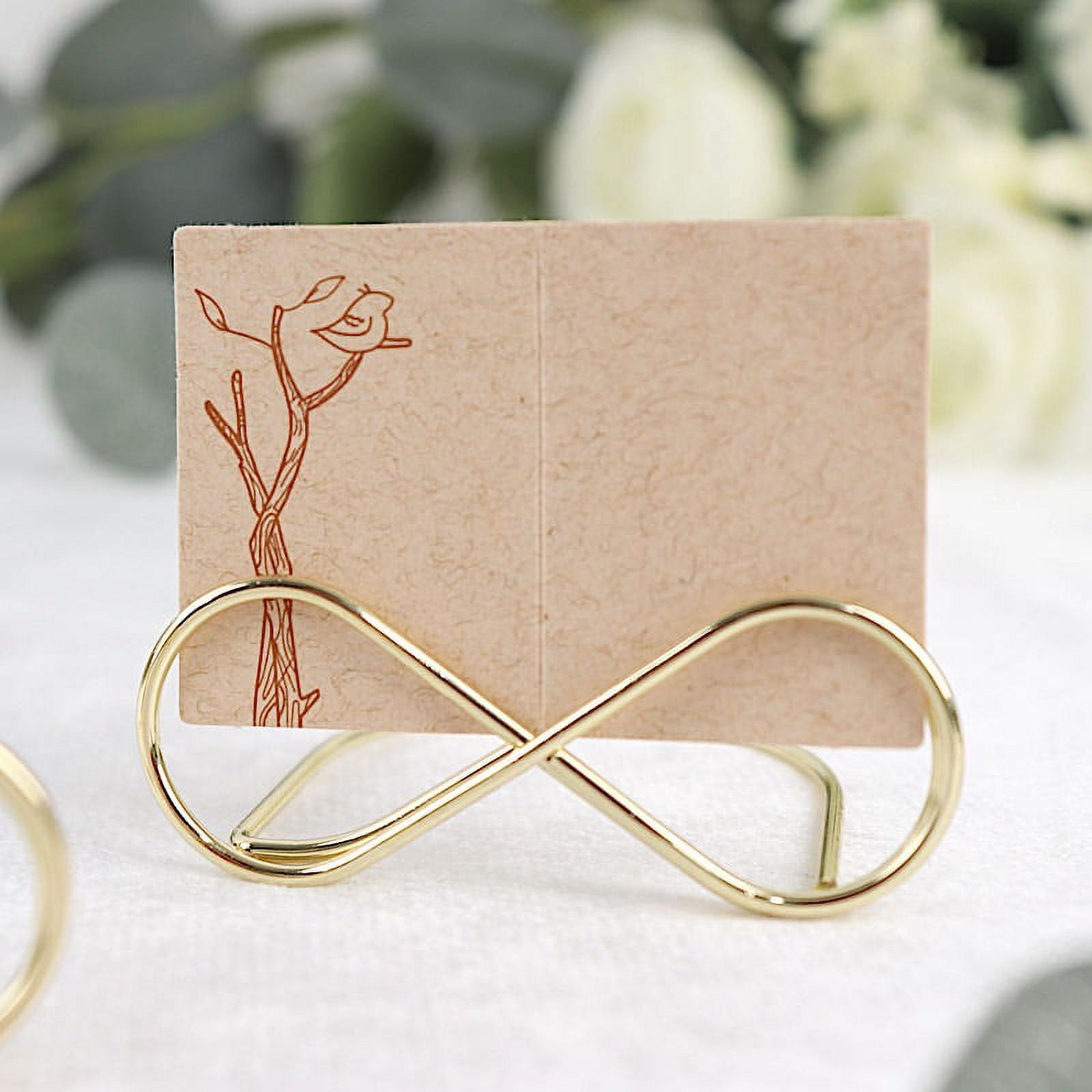 BalsaCircle 10 Gold 3" Metal Table Number Sign Holders Infinity Place