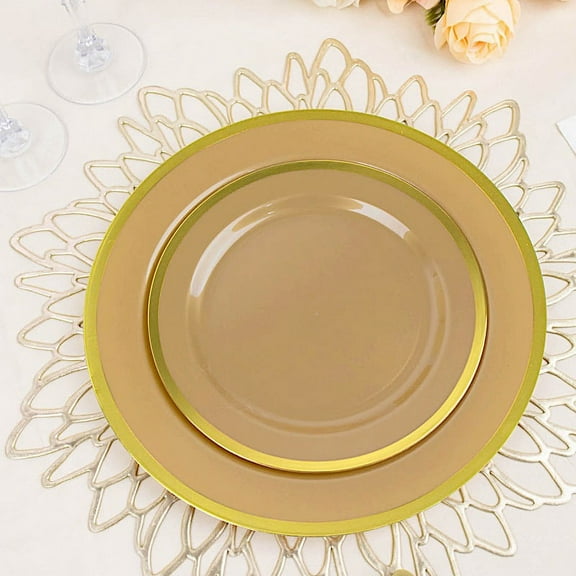 Balsa Circle 10 Gold 7" Disposable Round Plastic Dessert Plates Gold Rim