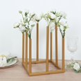 thumbnail image 1 of BalsaCircle 10 Gold in 8-Tubes Square Minimalist Base Design Flower Vase Centerpiece Wedding Birthday Events Reception Catering Party Home Decorations Supplies, 1 of 8
