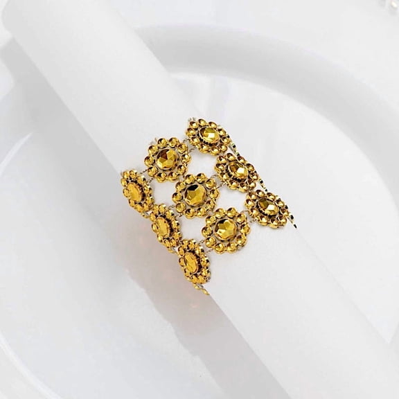 Balsa Circle 10 Gold Diamond Rhinestones Sunflower Napkin Rings Party Wedding Decorations Events Reception Supplies