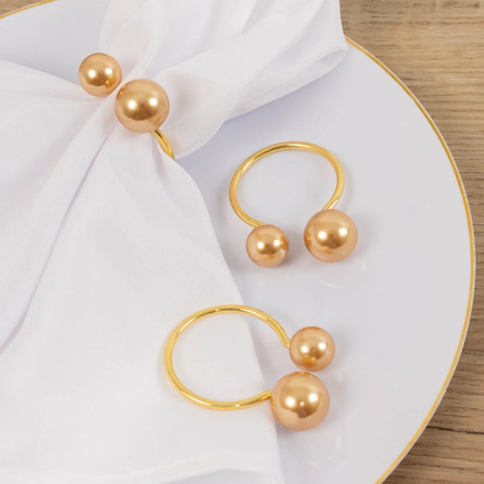 Small Dinner Rings BalsaCircle 10 Gold Metal 2.5 in Dinner Napkin Rings with Faux Pearls ...