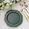 thumbnail image 1 of BalsaCircle 10 Hunter Green 10.5" Round Plastic Dinner Plates Gold Scalloped Rim, 1 of 8