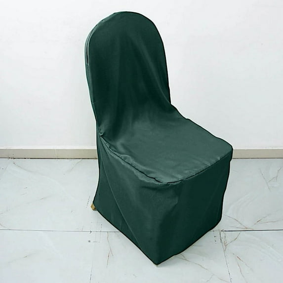 BalsaCircle 10 Hunter Green Solid Solid Polyester Banquet Chair Covers Slipcovers