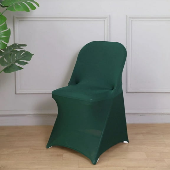 BalsaCircle 10 Hunter Green Spandex Stretchable Folding Solid Chair Covers Slipcovers Wedding decorations