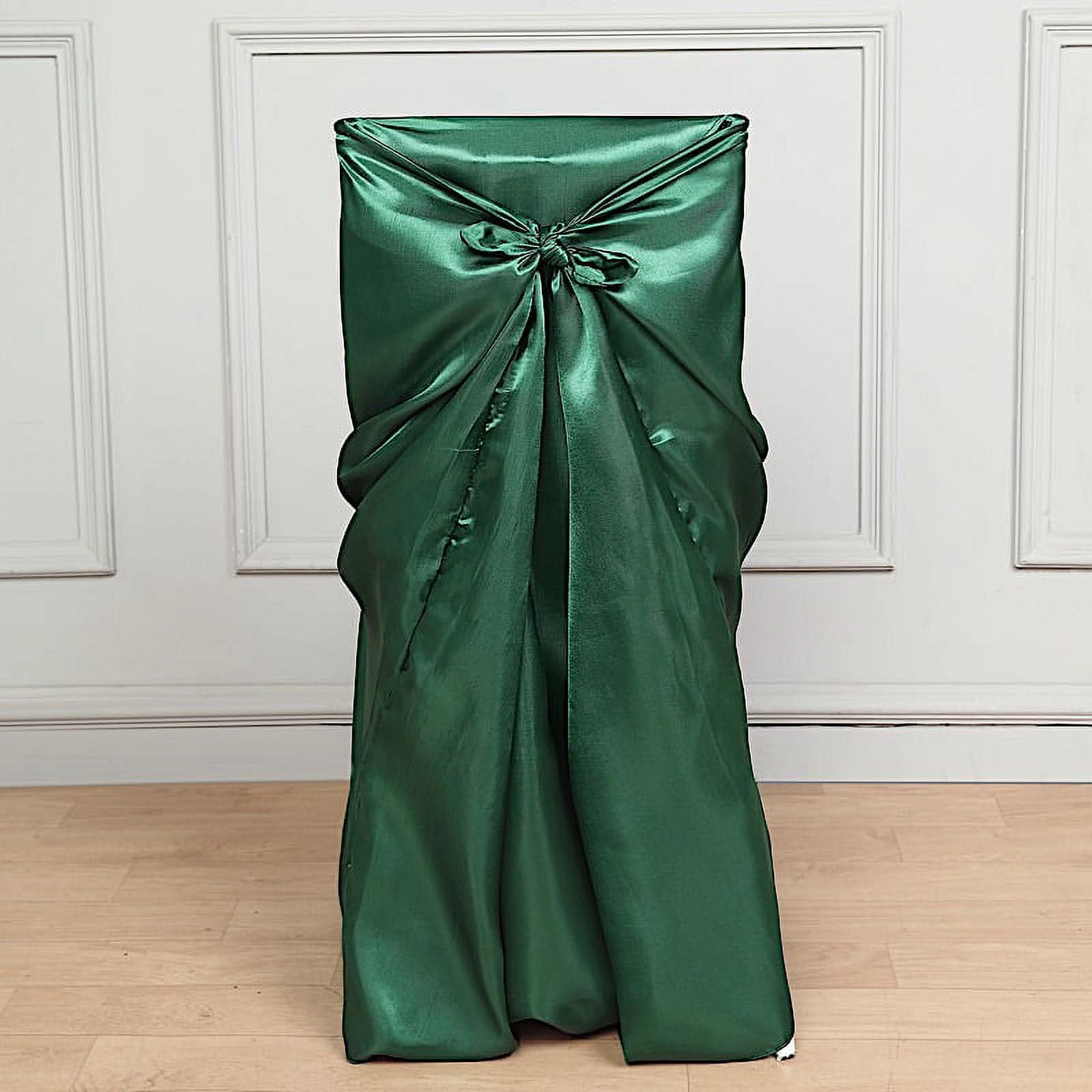 BalsaCircle 10 Hunter Green Universal Solid Satin Chair Covers